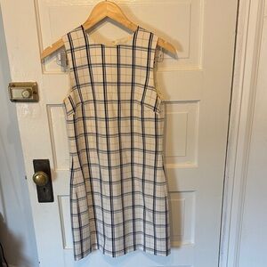 Theory Cream and Blue Checkered Mini Dress